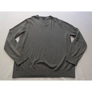 Banana Republic Sweater Mens XL‎ Gray Luxury Silk Cashmere Blend V-Neck Pullover